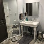 bathroom vanity and shower